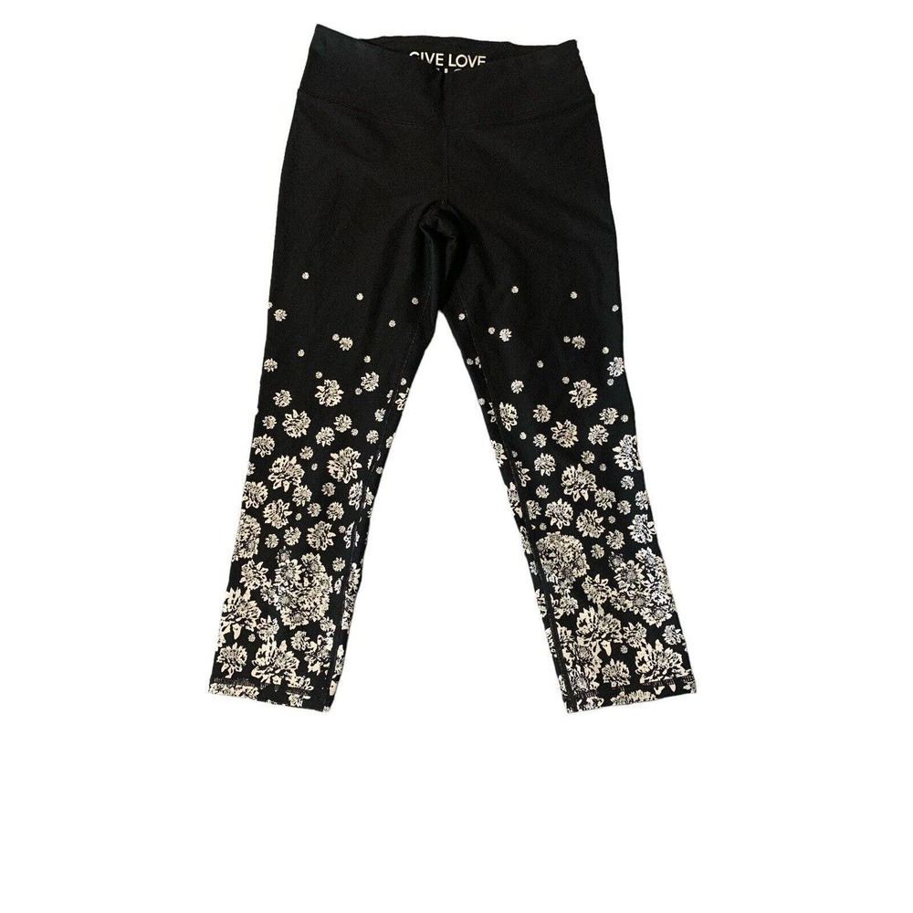 Betsey Johnson Performance Black And White Floral Leggings Women’s Size XSmall